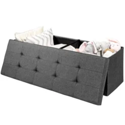 Costway Fabric Folding Storage Ottoman Storage Chest W/Divider Bed End Bench Light GreyDrak GreyNavy -Costway GUEST 1a95db32 b51f 4e3a 98c0 186b5d0fdb42