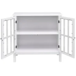 Costway 31'' Storage Buffet Cabinet Glass Door Sideboard Console Table Server Display White -Costway GUEST 1a9a9fea ffff 4048 9460 19b2d48f1999