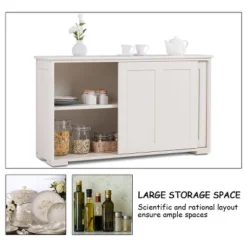 Costway Kitchen Storage Cabinet Sideboard Buffet Cupboard Wood Sliding Door Pantry White -Costway GUEST 1aa2fb35 7232 441e a097 5ee0285a26f7