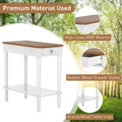 Costway 2 PCS 2-tier End Side Narrow Table Nightstand W/ Drawer For Living Room Bedroom -Costway GUEST 1ab57aec a8ee 4182 9330 6b5270749708