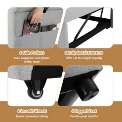 Costway Convertible Sofa Bed 3-in-1 Pull-out Sofa Chair Adjustable Reclining Chair Grey -Costway GUEST 1ae4c1c4 f207 4255 9637 ffdb20b3c238