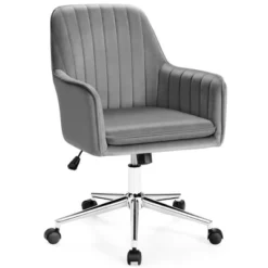 Costway Velvet Accent Office Armchair Adjustable Swivel Removable Cushion PinkBlueGrey -Costway GUEST 1ae97d0f 6f1c 476d 8efd cf586bbce5af
