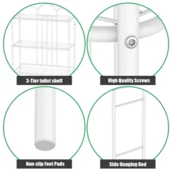 Costway 3 Shelf Over The Toilet Bathroom Space Saver Towel Storage Rack Organizer White -Costway GUEST 1b068325 d3b0 45b8 9db4 91bfec39574c