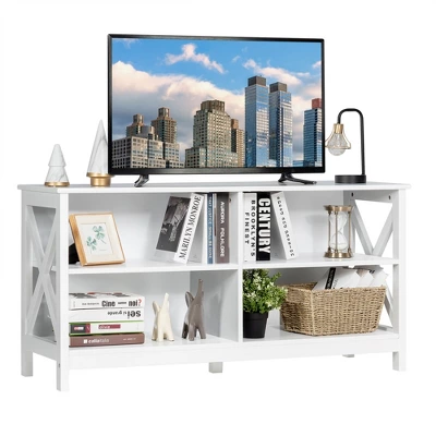Costway TV Stand Entertainment Media Center For TV's Up To 55'' W/ Storage Shelves Brown/Gray/White 14 Costway TV Stand Entertainment Media Center For TV's Up To 55'' W/ Storage Shelves Brown/Gray/White - Image 12
