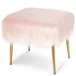 Costway Faux Fur Vanity Stool Square Furry Ottoman W/ Golden Metal Legs 19 Costway Faux Fur Vanity Stool Square Furry Ottoman W/ Golden Metal Legs -Costway GUEST 1b6cbd1b cd29 4af3 aaf4 ee6093611dc6
