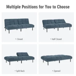 Costway Modern Convertible Futon Sofa Bed Linen Fabric Folding Couch Recliner GreyAquamarineBlue -Costway GUEST 1bb6e1d7 7ae7 4a1f 8333 2122c0750fa3