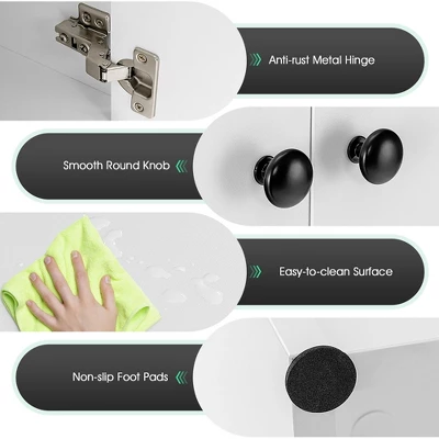 Costway 2-Door Storage Cabinet Buffet Cabinet With 3 Shelves Sideboard For Kitchen Hallway 10 Costway 2-Door Storage Cabinet Buffet Cabinet With 3 Shelves Sideboard For Kitchen Hallway - Image 8