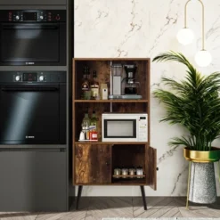 Costway 2-Tier Retro Bookcase Bookshelf W/3 Compartment&2 Doors Industrial Cabinet -Costway GUEST 1bf060d1 1d3d 4be7 92d4 02a3469b0633