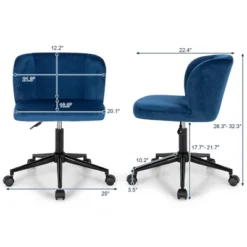 Costway Velvet Home Office Leisure Vanity Chair Armless Adjustable Swivel PinkBlue -Costway GUEST 1c39b541 72ab 4b62 a21c bfddba9f50cd