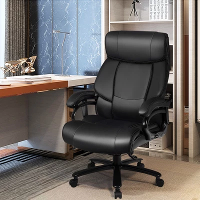 Costway Big & Tall 500lb Massage Office Chair Executive PU Leather Computer Desk Chair Black 4 Costway Big & Tall 500lb Massage Office Chair Executive PU Leather Computer Desk Chair Black - Image 2