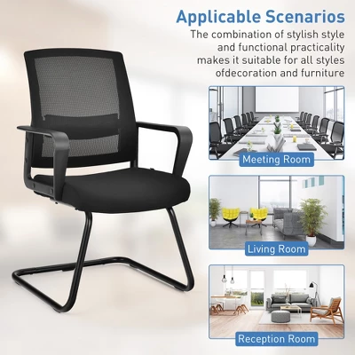 Costway Set Of 2 Conference Chairs Mesh Reception Office Guest Chairs W/ Lumbar Support 7 Costway Set Of 2 Conference Chairs Mesh Reception Office Guest Chairs W/ Lumbar Support - Image 5