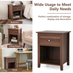 Costway Nightstand Bedside Table With Drawer & Open Shelf For Living Room Bedroom Walnut/Brown 20 Costway Nightstand Bedside Table With Drawer & Open Shelf For Living Room Bedroom Walnut/Brown -Costway GUEST 1c69328a b28e 4e89 8d39 b68614139ef0