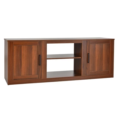 Costway 58'' TV Stand Entertainment Console Center W/ 2 Cabinets For 65'' TV NaturalBlackWalnut 9 Costway 58'' TV Stand Entertainment Console Center W/ 2 Cabinets For 65'' TV NaturalBlackWalnut - Image 7