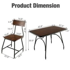 Costway Dining Table Set 5-Piece Kitchen Dining Table Set Rectangula For 5 W/Metal Frame -Costway GUEST 1cb41dcc 6ce3 4f8e 8df7 ffa14925ea19