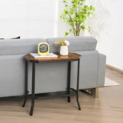 Costway Narrow End Side Sofa Table Stable Steel Frame For Living Room Bedroom Brown -Costway GUEST 1d5ebc3a 90b2 4230 b736 d68788f62325