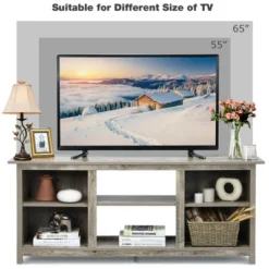 Costway 58'' 2-Tier TV Stand Entertainment Media Center Console Up To 65'' Grey -Costway GUEST 1d764d72 b1c0 4171 9000 f1ba6feaa447