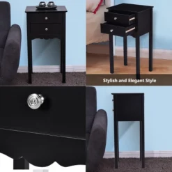 Costway Side Table End Accent Table Night Stand W/ 2 Drawers Furniture Black -Costway GUEST 1db5d458 62be 4aa7 ba6e 55933d0075a3