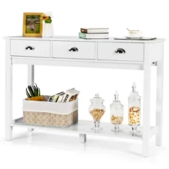 Costway Console Table With 3 Drawers Bottom Shelf Sofa Side Table Entryway White -Costway GUEST 1dc69326 56db 434f 93b7 5792ff79d4c5