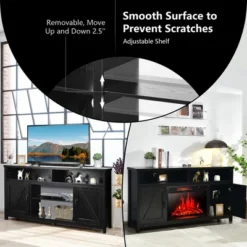 Costway 59'' TV Stand Media Center Console Cabinet W/ Barn Door For TV's 65'' NaturalBlackCoffee -Costway GUEST 1dcaeca3 0fa1 447c 9450 10c34b0915bb