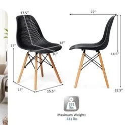 Costway Set Of 4 Plastic Hollow Out Chair Mid Century Modern Wood-Leg Seat -Costway GUEST 1dd20c20 3944 40df ad6e 0c5f8315f7d2