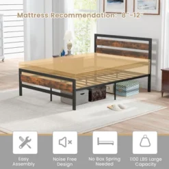 Costway Full/Queen Industrial Metal Platform Bed Frame Rustic Headboard Mattress Foundation -Costway GUEST 1de1560e dcbc 40bb 90ce 41b2d3b74459