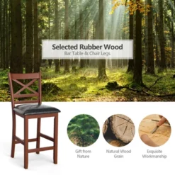 Costway 5PCS Pub Dining Table Set W/ Storage Shelves&4 Upholstered Chairs Walnut -Costway GUEST 1df02a85 117f 4daa 8e8e 387e06105a5f