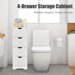 Costway White Floor Storage Cabinet Bathroom Organizer Free Standing 2/3/4 Drawers -Costway GUEST 1e0c27dd 9ced 44f4 aa54 4074418149e9