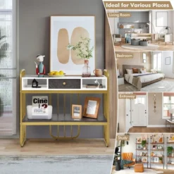 Costway Console Table With Drawer Storage Shelf Wide Tabletop Modern For Entryway -Costway GUEST 1e23fe34 fa60 44de 803d b9c9aa87dfa6