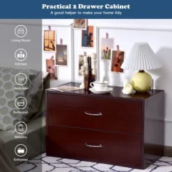Costway 2-Drawer Dresser Horiztonal Organizer W/Handle Wood End Table Nightstand 14 Costway 2-Drawer Dresser Horiztonal Organizer W/Handle Wood End Table Nightstand -Costway GUEST 1ead0ae5 6e56 40cd a9cf e10c98ed82b4