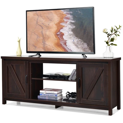 Costway 59'' TV Stand Media Console Center W/ Storage Cabinet For 65'' TV NaturalBlackCoffee 13 Costway 59'' TV Stand Media Console Center W/ Storage Cabinet For 65'' TV NaturalBlackCoffee - Image 11
