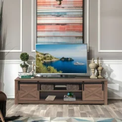 Costway Sliding Barn Door TV Stand For TV's Up To 65'' Storage Shelf Entertainment Center -Costway GUEST 1ef14d54 ab94 4e01 86ce 33e899fb73e4
