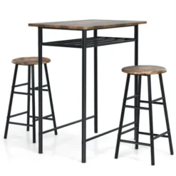 Costway 3 Pieces Bar Table Set Counter Height Dining Pub Table W/ 2 Stools -Costway GUEST 1f23b0da 6fe2 4ae9 935f c49cf7c3ae83