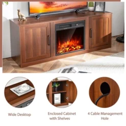 Costway 58'' Fireplace TV Stand Entertainment Console W/ 18'' Electric Fireplace -Costway GUEST 1f3a8c7e 54c1 4c05 bbc5 680437775969