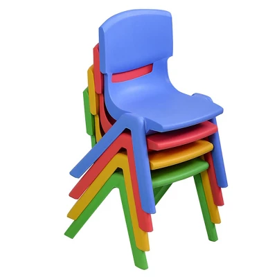 Costway Set Of 4 Kids Plastic Chairs Stackable Play And Learn Furniture Colorful 7 Costway Set Of 4 Kids Plastic Chairs Stackable Play And Learn Furniture Colorful - Image 5