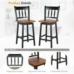 Costway 4PCS Bar Stool 24.5'' Swivel Counter Height Chair W/ Footrest -Costway GUEST 1f78fdff eb35 4e41 b5d6 7ac59549044a