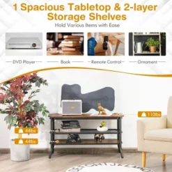 Costway 3-tier TV Stand Console Table Media Entertainment Center W/Mesh Storage Shelf -Costway GUEST 1f827592 87c3 4d24 9097 ddb9dd4b1eed