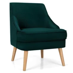Costway Accent Chair Velvet Upholstered Single Sofa With Rubber Wood Legs PinkGreenGrey -Costway GUEST 1f8414f5 16ac 4672 b143 d9b01b0046ce