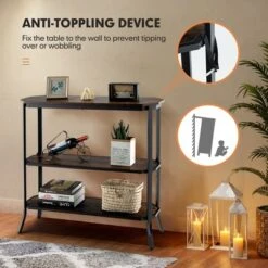 Costway 3-Tier Entryway Sofa Console Table Steel Frame For Hallway Living Room Brown -Costway GUEST 1f8b8f74 b82e 41f0 8275 c9000710f686