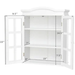 Wall-Mount Bathroom Storage Cabinet Medicine Organizer Double Doors Shelved New