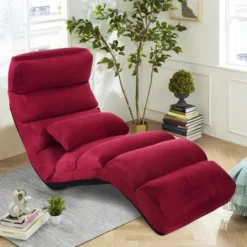 Costway Folding Lazy Sofa Chair Stylish Sofa Couch Bed Lounge Chair W/Pillow Burgundy -Costway GUEST 1fb1e3bc 3334 483d b7d5 874a84c64c06