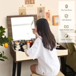 Costway Vanity Table Set With Flip Top Mirror Dressing Makeup Study Padded Stool -Costway GUEST 1fc71dbd ef12 4780 a6d4 3e8cc25fe793