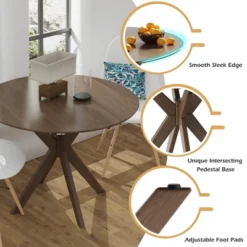 Costway Modern Round Wood Dining Table 35'' W/ Solid Wood Legs& Base For Home, Office -Costway GUEST 1fcd0929 3b8f 48f9 b797 62d6524a2489