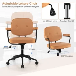 Costway PU Leather Office Chair Adjustable Swivel Leisure Desk Chair W/ Armrest -Costway GUEST 1fd3aeb6 b9c3 4d10 a203 0f7aae7c4f2a