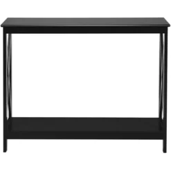 Costway 2-Tier Console Table X-Design Bookshelf Sofa Side Accent Table W/Shelf White BlackEspressoWood Grain -Costway GUEST 1ff8685a a389 44ab bec0 f88b84f2cf93