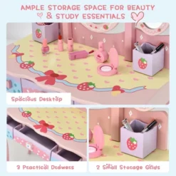 Costway Kids Vanity Princess Makeup Dressing Table Chair Set W/ Tri-fold Mirror Pink -Costway GUEST 20162d4d cb59 4286 9caf 853a5e7a77a4