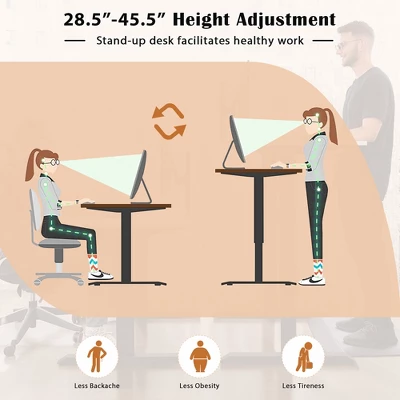 Costway L Shaped Electric Adjustable Standing Desk W/ Controller 2 Hooks BlackRustic 9 Costway L Shaped Electric Adjustable Standing Desk W/ Controller 2 Hooks BlackRustic - Image 7