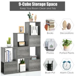 Costway Bookshelf Free Combination Bookcase Storage Organizer Display Shelf Gray 14 Costway Bookshelf Free Combination Bookcase Storage Organizer Display Shelf Gray -Costway GUEST 2026526f adcb 4893 89f0 5e42b4172494