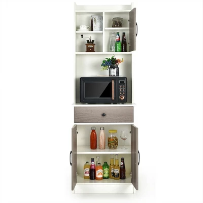 Costway 3-Door 71'' Kitchen Buffet Pantry Storage Cabinet W/Hutch Adjustable Shelf White 11 Costway 3-Door 71'' Kitchen Buffet Pantry Storage Cabinet W/Hutch Adjustable Shelf White - Image 9