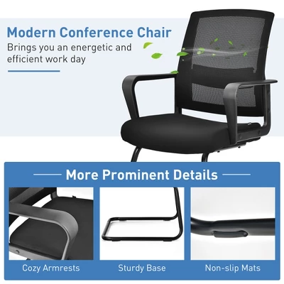Costway Set Of 2 Conference Chairs Mesh Reception Office Guest Chairs W/ Lumbar Support 10 Costway Set Of 2 Conference Chairs Mesh Reception Office Guest Chairs W/ Lumbar Support - Image 8
