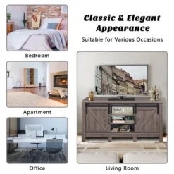 Costway TV Stand Sliding Barn Door Entertainment Center For TV's Up To 55'' With Storage -Costway GUEST 20830248 776c 4a91 955e 1f800d896f40